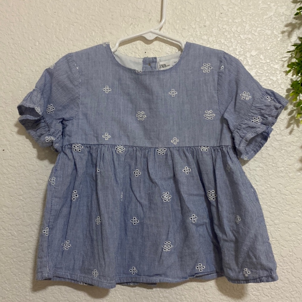 Zara Baby Blue Short Sleeve Top